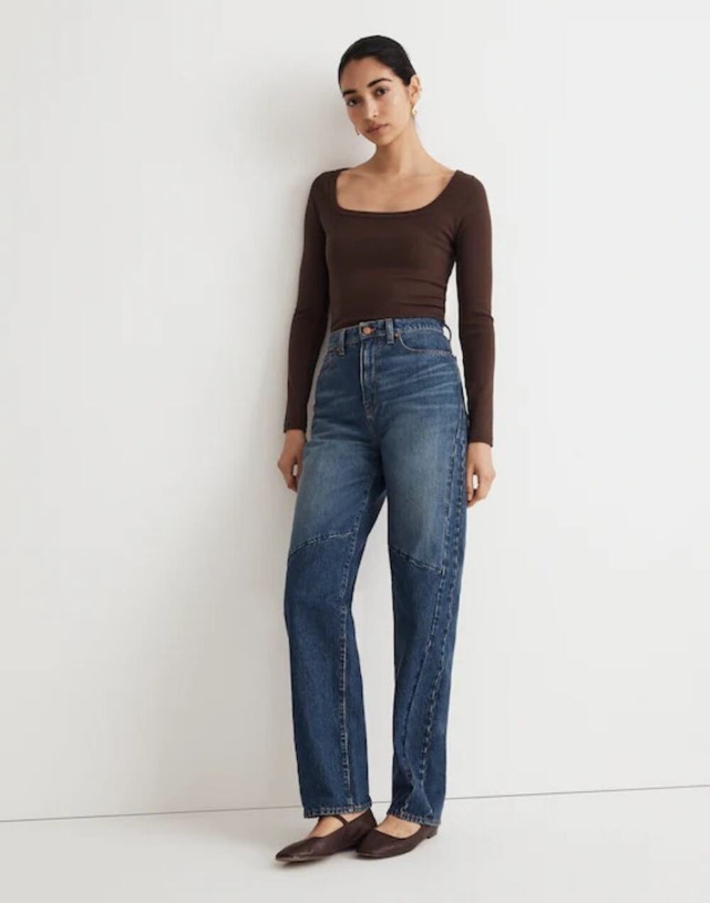 Madewell Baggy Tapered Jeans in Fanwell Wash: Two-Tone Edition Size 26 NWT